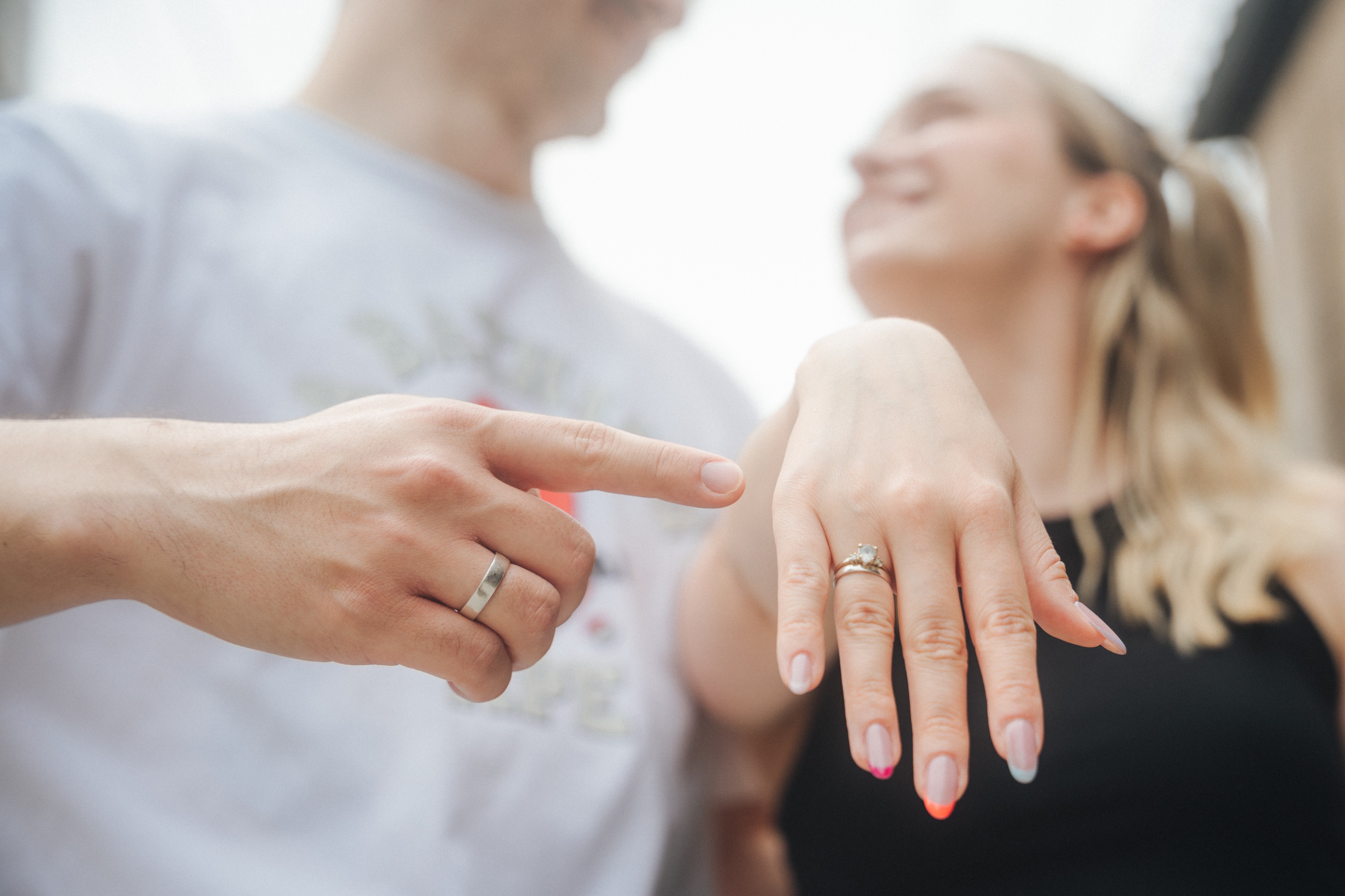 Beautiful engagement ring detail shot - intimate couple photography